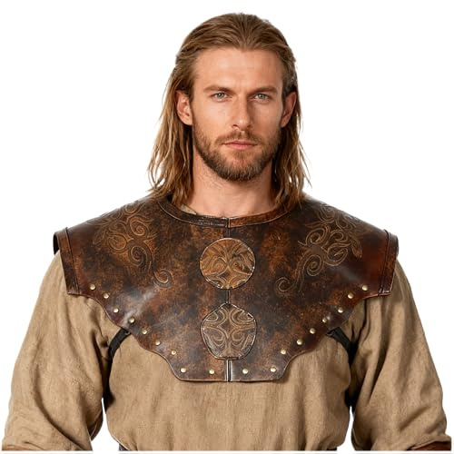 L'VOW Brustpanzer aus Leder, Wikinger-Stil, für Erwachsene, Renaissance, LARP, Ritter, Cosplay, Mittelalter