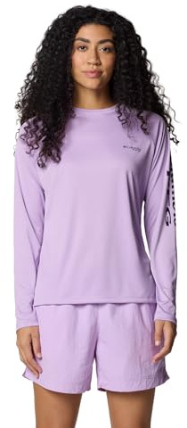 Columbia Chemise à Manches Longues Tidal Tee II pour Femme, Hortensia/Logo Noir, Taille XL