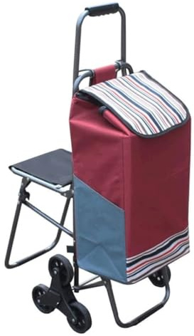 ASHSDI Klappbarer Einkaufswagen Faltbarer Einkaufstrolley Mit Sitz, Robuster Treppensteiger-Einkaufswagen Auf Rädern Für Lebensmittel, Wäsche, Reise-Treppenwagen Camping, Reisen & Alltag(C)