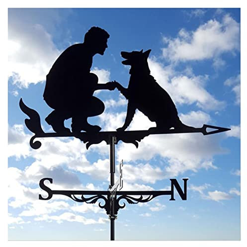 XINYUNFEI Wetterhahn Metall für Garten Weathervanes for Kuppel, Weathervanen for Dächer, Gartengarten Aus Edelstahl Retro-Wetterseblüftung Mit Einem Hund