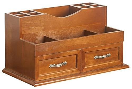 Yardenfun Schminkorganizer Mit Schublade Vintage Aufbewahrung Für Make up Schmuck Tischmodell Zur Kosmetik Und Kleinteile Aufbewahrung Flachbraun