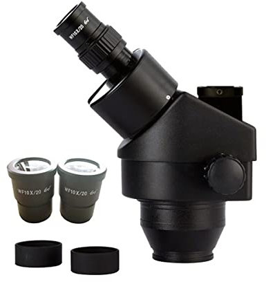 Mikroskop-Zubehör 7X-45X Simul Focal Trinokular Mikroskopkopf 10X Okular Verbesserter Kamera-Anschlusskopf für Stereo-Mikroskop, schwarze Haltbarkeit und zuverlässige Leistung