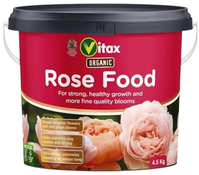 Vitax Organic Rose Feed – All-Natural Fertilizer for Healthier, Vibrant Roses – Boosts Growth, Blooms, and Soil Health – Ideal for Organic Gardening (4.5Kg Tub)