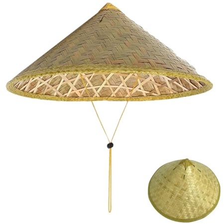 Sombrero chino oriental de bambú para el sol, sombreros asiáticos, sombreros de paja hechos a mano, sombreros de turismo, lluvia, accesorios de baile para viajes, pesca, jardinería, amarillo, amarillo