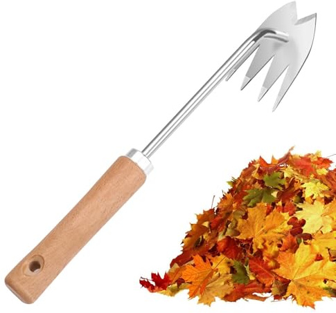 Herramienta de desbrozadora manual, herramienta de extracción y excavación de césped de 4 dientes, mango ergonómico, recolector resistente para desarraigar malas hierbas y plantar en granja en el