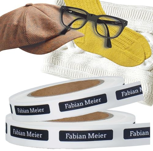 Kiwistar - Namensaufkleber zum Aufbügeln mit Wunschtext - 100 Stück - 4 x 1 cm - schwarz - Bügeletiketten für Kleidung in Pflegeheim, Seniorenheim & Altersheim - waschfest, personalisierbar, langlebig