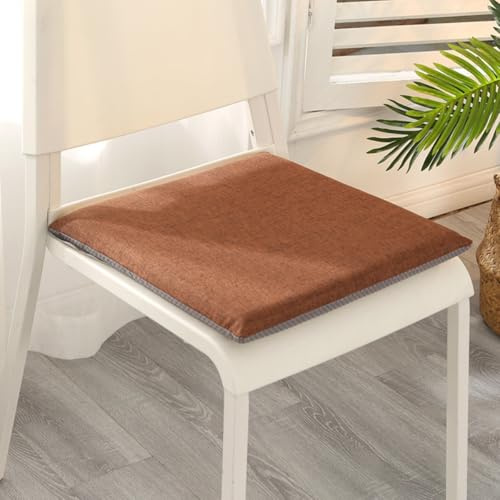 Haklein Square Memory Foam Seat Pad with Ties, Non-Slip Stool Mat Car Cushion, Breathable Booster Seat Cushion for Home Office Car, Supports Your Hips (40 * 40cm,Brown)