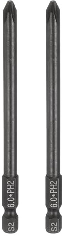 sourcing map 2pcs #2 Phillips Screwdriver Bit PH2 1/4 Hex Shank 4 (100mm) Long 6mm Rod Magnetic Cross Head Drive Drill Bits S2 Steel Industrial Screw Driver Electric Power Tool, Black