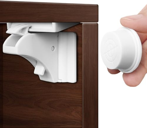 CNMTCCO Magnetische Kindersicherung für Schränke & Schubladen – 12 Schlösser mit 3 Schlüsseln, Unsichtbares Schrank-Schloss, Bohrfrei mit Klebemontage, Weiß – Babyschutz für Küche, Bad & Haushalt