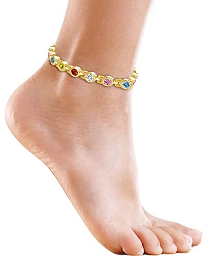 TDEXI Magnet Fusskette für Damen, Magnetische AAA-Zirkonia-Diamant Fußkette mit Einstellwerkzeug Magnetfeldtherapie für Fußgelenke (3500 Gauss)