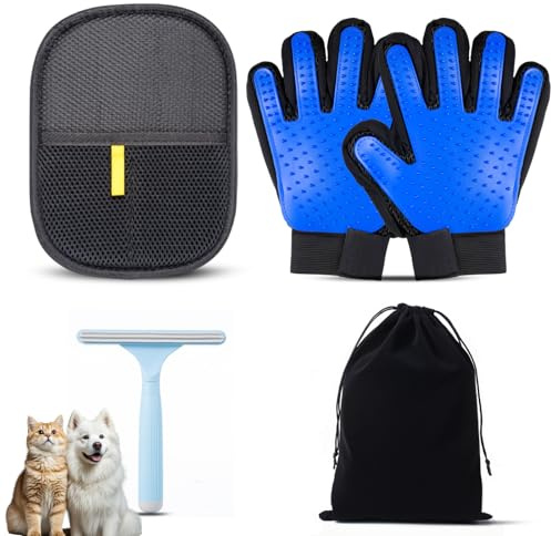 Pet Hair Remover Glove,Electrostatic Pet Cats Dogs Grooming Gloves Brush for Shedding,Pet Hair Fur Mitt Glove Tool for Furniture,Car,Couch,Carpet,Clothes (4PCS)