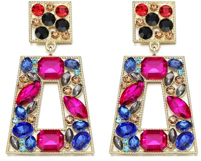 EVER FAITH Vintage strass-örhängen kristall geometriska örhängen modesmycke för kvinnor bröllop bal och fester, Kristall