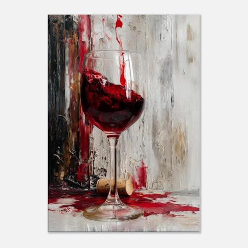 LMYCHENG Quadro da parete con calici da vino rosso astratto, poster con stampa su tela di calici per soggiorno, decorazione da parete della cucina, quadro 80 x 120 cm