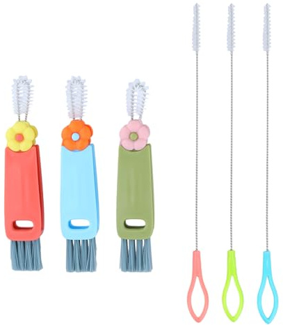 6 cepillos de Limpieza 3 en 1 para Paja, párpado, Cepillo de Limpieza para Juntas de Huecos Multifuncional, Juego Limpiador