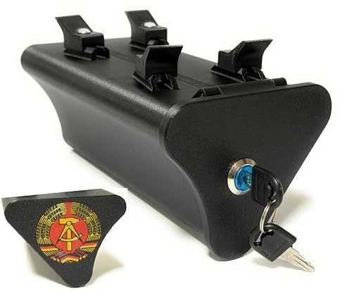 Generisch Simson S51 Werkzeugbox, Toolbox, Staufach, abschließbar, spritzwasserdicht, kohlefaserverstärkter 3D-Druck, DDR Emblem