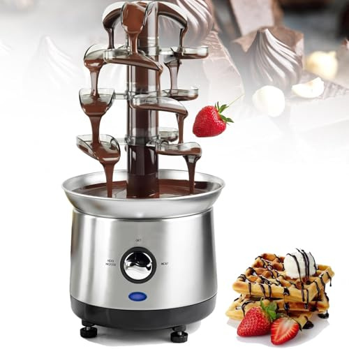 XYFGODEM Mini fontana di cioccolato a 4 livelli, fonduta elettrica da 180 W, capacità di 1,2 kg calda, ideale per nachos con formaggio, salse, liquori, Natale