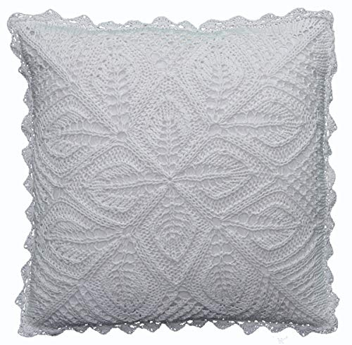 Creative Linens Cotton Crochet Pillow Cushion Cover 16x16 White
