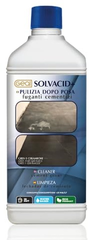 GEAL - Solvacid+ Pulitore Fuganti Cementizi Additivati, Rapido, 1 l | Con Doppia Azione Solvente e Acida Rapido Rimuove Residui e Macchie