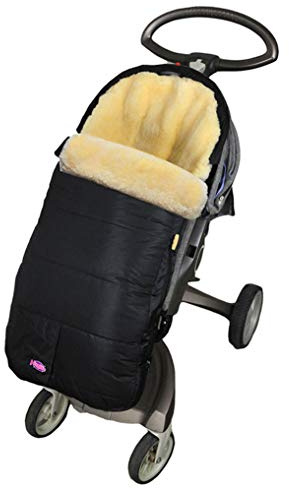 100% Australia Sheepskin Snuggle Pod Baby Footmuff for All Strollers0-4T Baby UseWater Repellent,Anti-cold,Anti-kicking,Front Height Adjustabl& Removable Stroller Bunting Bag