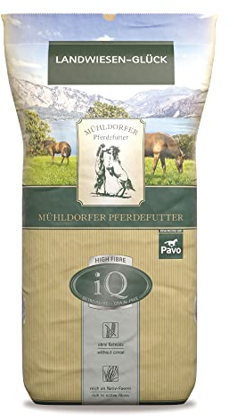 Mühldorfer iQ High-Fibre Landwiesen Glück - 12,5 kg - Getreidefreies Müsli - Natürliches Strukturfutter aus Wiesengräsern - Wertvollen vitalstoffen