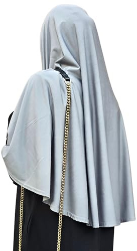 Färdig hijab i ett stycke, al Amira, XL, med hakskydd storlek En storlek, ljusgrå, LJUSGRÅ, one size
