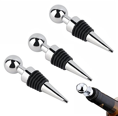 ALPHA DIMA 3pcs Flaschenstopfen Verchromt Flaschenverschlüsse,Weinverschluss Weinstopfen Flaschenverschluss für Fast Jede Flasche ob Wein,Sekt,Champagner,Alkohol oder Getränke