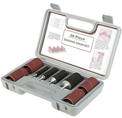 Nikou Kit de Lijado de Tambor de 20 Piezas - Juego de Herramientas de lijadora lijadora de husillo Juego de Tambor de Lijado y Funda con Estuche para Lijado de contornos, Taladro, Taladro Manual