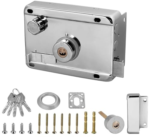 Door Lock External Door Lock Night Latch Push Sliding Gate Lock High Security for Your Home or Workplace with 5 Keys(Open Right)