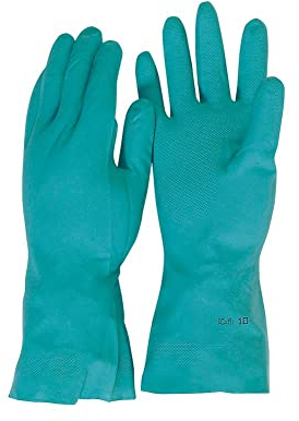 DENIOS - Pro-Fit RNF 15, Ekastu Nitrilhandschuhe, Kategorie III, Größe 9, grün, 12 Paar