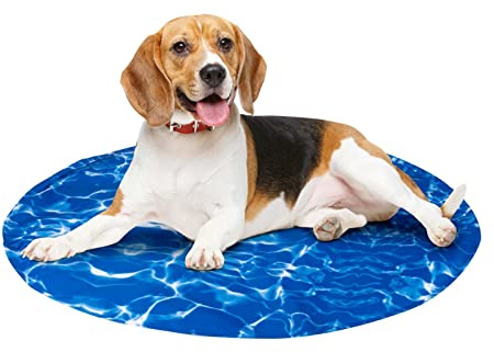 TOBJA Hunde Kühlmatte 60 cm - Kühldecke Hund mit ungiftigem Gel selbstkühlend | Kühlmatte für Hunde oder Katzen | Hundebett Cooling mat Dog hundedecke kühlend | Erleichterung an heißen Tagen (M rund)
