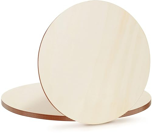 Belle Vous Paquete de 6 círculos redondos de madera sin acabar, 45 cm con 2,4 mm de grosor, discos de madera natural en blanco para manualidades, posavasos, decoración del hogar y adornos