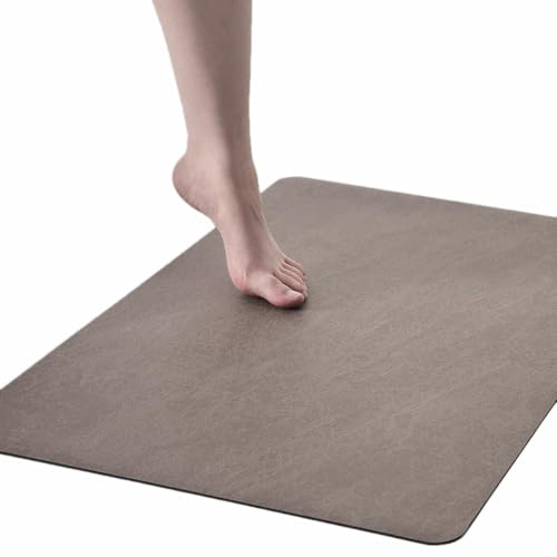 KAZOLEN rutschfeste Badematte Super Absorbierende Badezimmerteppich: dünn 40 x 60 cm Waschbar schnelltrocknende Badvorleger Duschvorleger für Dusche, Badewannen und Badezimmer, Toilette, braun