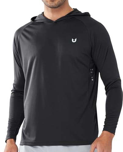 NORTHYARD Men's UPF 50+ Hoodie Shirts Long Sleeve Sun Protection Fishing Swim Beach UV SPF Rash Guard Quick Dry Lightweight Black L