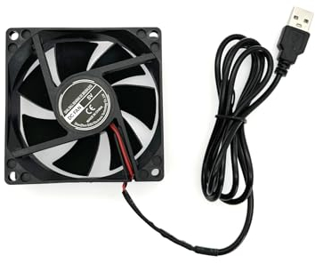 JZK 80 x 80 x 25 mm DC 5V Ventilador USB Mini Silencioso Sin Escobillas con Cables 8025 para Impresora 3D - 8cm