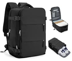 HPLQQ Zaino Bagaglio a Mano Borse da Cabina per Ryanair 40x30x20 Zaino Aereo Zaino da Viaggio donna, Borsa da Viaggio aereo 14 Pollici Zaino Casual Porta PC,E1-nero