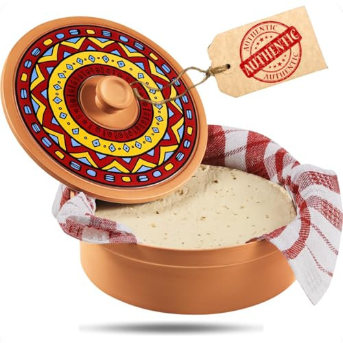 Mexican Terracotta Tortilla Warmer for Thanksgiving | Authentic Terra Cotta Tortilla Holder with Warmer Cloth | Natural Clay Tortillero Keeps 8 Tortillas Warm | Bread Warmer for Fall Dinner Party