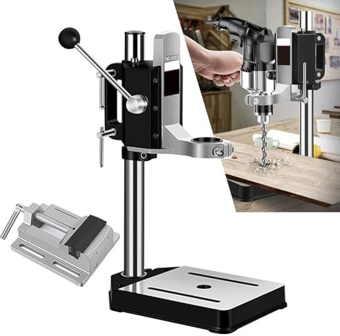 HmLotd Drill Press Stand for Hand Drill, Multifunctional Rotary Tool Support Stand, Made of aluminum alloy with adjustable height and thickened steel tube columns Can be used for electric drilling