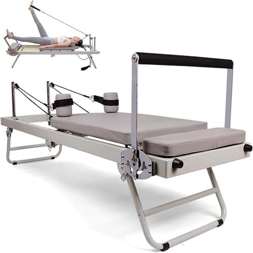 Generic 001, Reformer-Pilates-Maschine, Pilates-Reformer-Maschine Für Zu Hause – Faltbares Bett Mit Einstellbarer Intensität Für Krafttraining – Yoga-Trainingsgerät, Schwarz, Beige, Stahl, Kunststoff