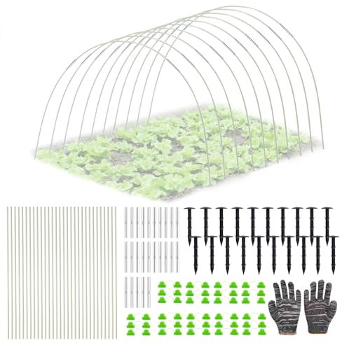 AYSYR Set di 106 pezzi di supporto per piante, serre a tunnel, piante a tunnel per serra, aiuola rialzata per riga da giardino, archi a tunnel da giardino per piante