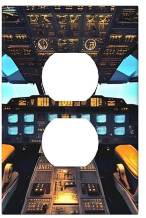 Cubiertas de salida con impresión de cabina de avión, 1 placa de pared de tamaño estándar, cubiertas de placas frontales de policarbonato de doble salida