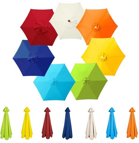 Sonnenschirm Ersatzbezug, 2-3.5m Ampelschirm Bezug, Gartenschirm, 6 Rippen/8 Rippen Für Outdoor Terrassenschirm Strandschirm Sonnenschirm(Yellow,8ribs:2.7m/8.8ft)