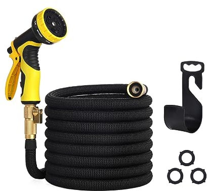 GTATBTG Tubo flessibile espandibile da giardino, 7,6 m, 15,2 m, 22,9 m, 30,5 m, tubo dell'acqua retrattile per un facile utilizzo e conservazione, perfetto per irrigazione all'aperto e giardinaggio