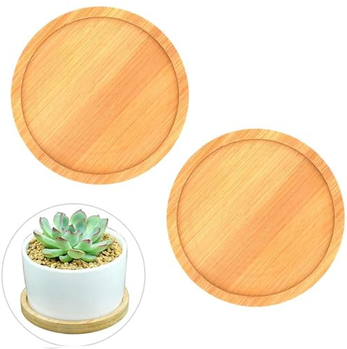 PAIKIUU Runde Bambus Pflanze Topf Untersetzer 16cm Pflanze Topf Tabletts Runde Holz Untersetzer Pflanzenplatten für Töpfe ohne Löcher für drinnen Outdoor Garten Holz Serviertablett für Untersetzer Tee