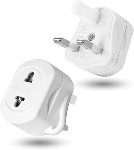 2-PACK Shaver Plug Adaptor UK,2 Pin to 3 Pin Toothbrush Converter Plug | with 13A Fuse,Toothbrush Charger Adapter UK,Bathroom Electric Shaver Razor Adaptor for Epilators Bathroom,for US EU Plug