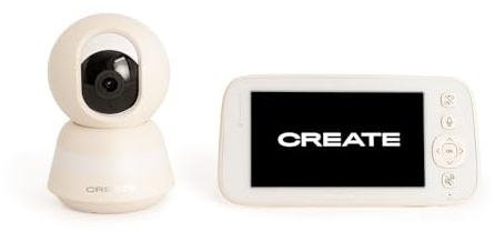 CREATE / Baby CAM Connect Pro/Babyphone caméra avec WiFi Blanc cassé/Audio bidirectionnel, vidéo Haute qualité, Vision Nocturne, caméra pivotante, 7 chansons, 5 W