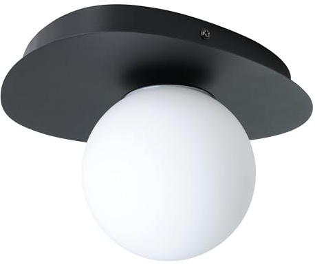 EGLO LED Wandlampe Castrivido, Wandleuchte Badezimmer | Badezimmer Lampe Wand, Badlampe aus Metall in Schwarz und Glaskugel in Weiß, inkl G9 Leuchtmittel warmweiß, IP44