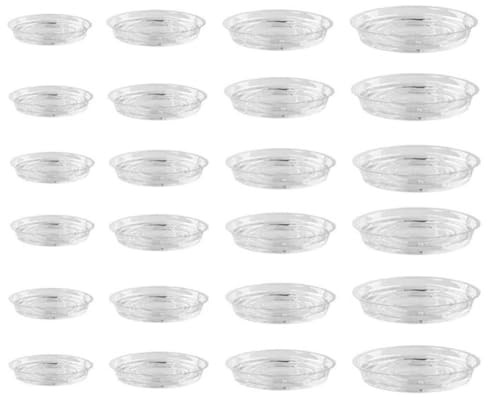Lawnoval Paquete de 10 platillos de plástico transparentes para plantas, bandejas de goteo 681012 pulgadas, macetas de interior, PET reciclable (6 pulgadas + 8 pulgadas + 10 pulgadas + 12 pulgadas)