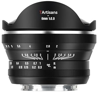 7artisans 6mm f2 APS-C Ultra Wide-Angle Fisheye Lens, Manual Focus with 220°Angle of View for Canon RF-Mount Mirrorless Cameras