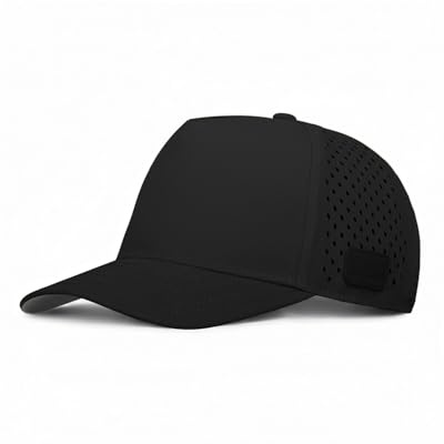 Zylioo Överdimensionerad basebollkeps XXL XL Performance, 5-panel snapback-keps, laserskuren nätkeps för stora huvuden, svart, S-XXL