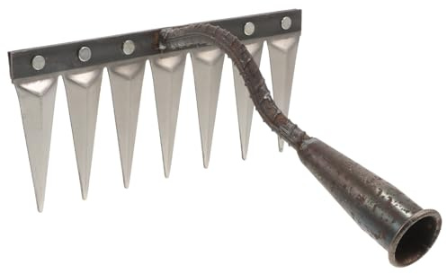 DECHOUS Râteau de Jardin à Main 7 Dents en Acier Renforcé, Petit Râteau Multifonction pour Ameublir la Terre et Nettoyer Pelouses, Outil de Jardinage Pratique pour Désherbage et